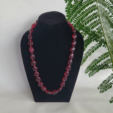 Red Pear Shaped Designer Precious Beaded Necklace