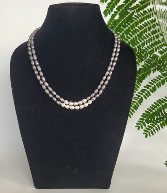 Grey with Real Pearl fashion necklace