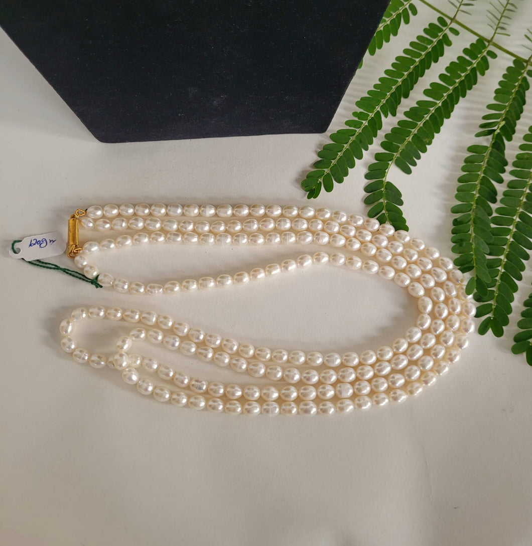 Gemzlane Real Pearls Double Line Necklace