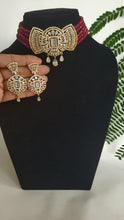 Load image into Gallery viewer, Ahana Ruby Red choker Diamond necklace set