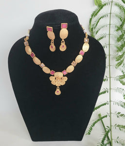 Floral Dual Stone necklace set