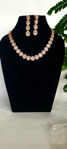 Gemzlane Fusion Rose Gold Plated kundan diamond Necklace set