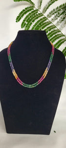 Precious gemstones Ruby Emerald Sapphire Double line Necklace