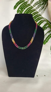 Precious gemstones Ruby Emerald Sapphire Double line Necklace