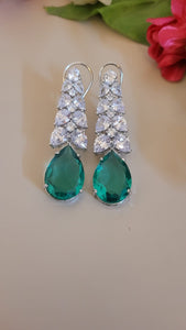 Disha Emerald green diamond Danglers Earrings