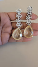 Load image into Gallery viewer, Bollywood Light yellow Stone diamond Danglers Earrings