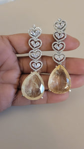 Bollywood Light yellow Stone diamond Danglers Earrings