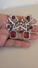 Load image into Gallery viewer, Red Stone diamond Danglers Earrings