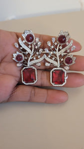Red Stone diamond Danglers Earrings