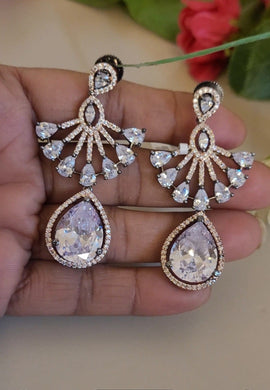 White Stone Diamond Danglers  Earrings