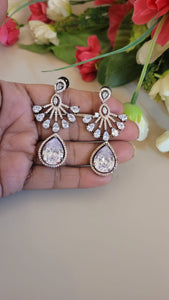 White Stone Diamond Danglers  Earrings