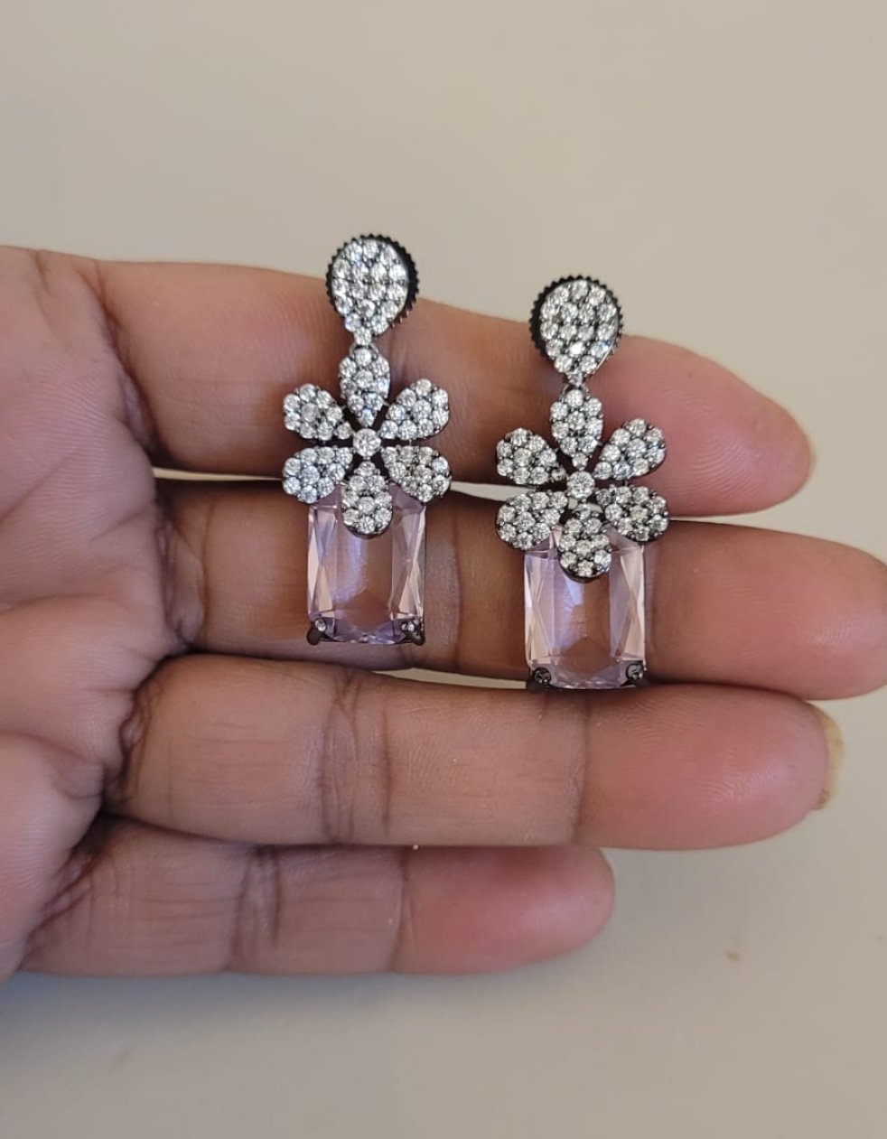 Diamond Flower Star Blossom Stud Earrings Mixed Full Gem/Single Gem