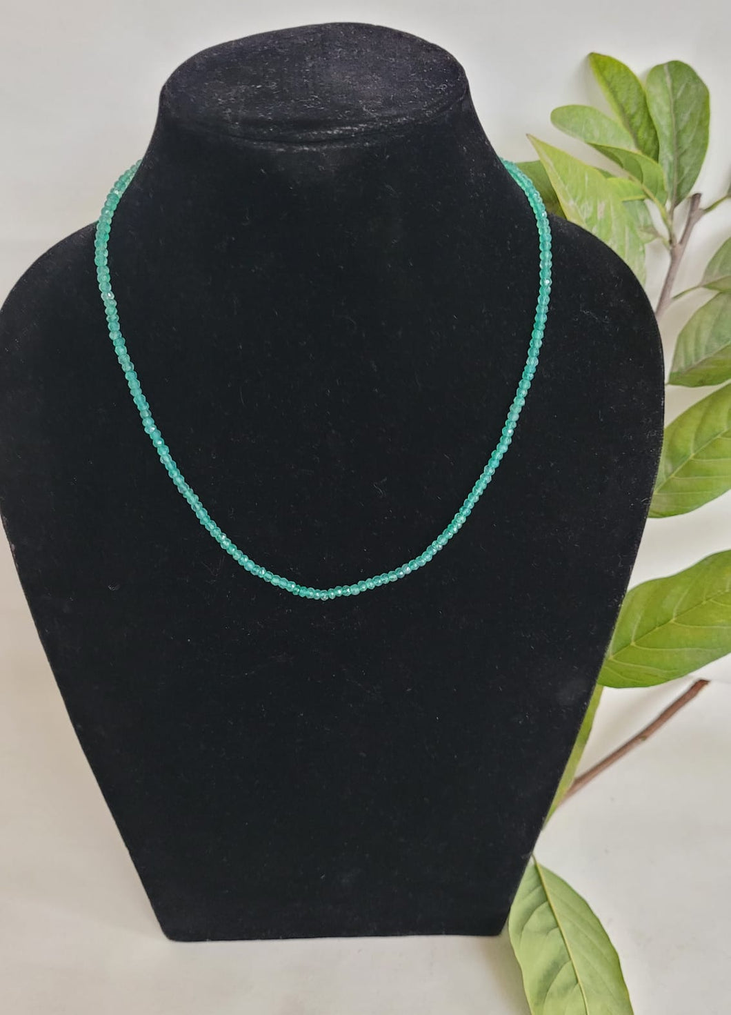 Precious Natural Green Onyx Single Line Gemstone Necklace