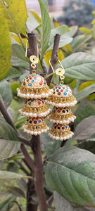 Vidhya Jadau Triple Storey Danglers Earrings
