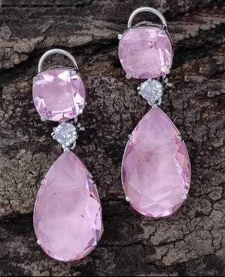 Madhuri Pink Stone Danglers diamond Earrings