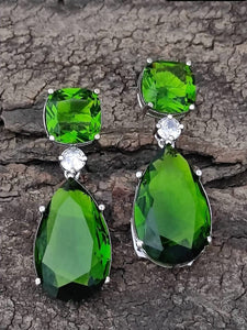 Light Green Stone diamond Danglers Earrings