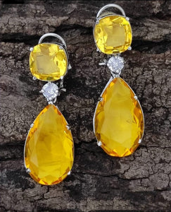 Yellow Stone Danglers diamond Earrings