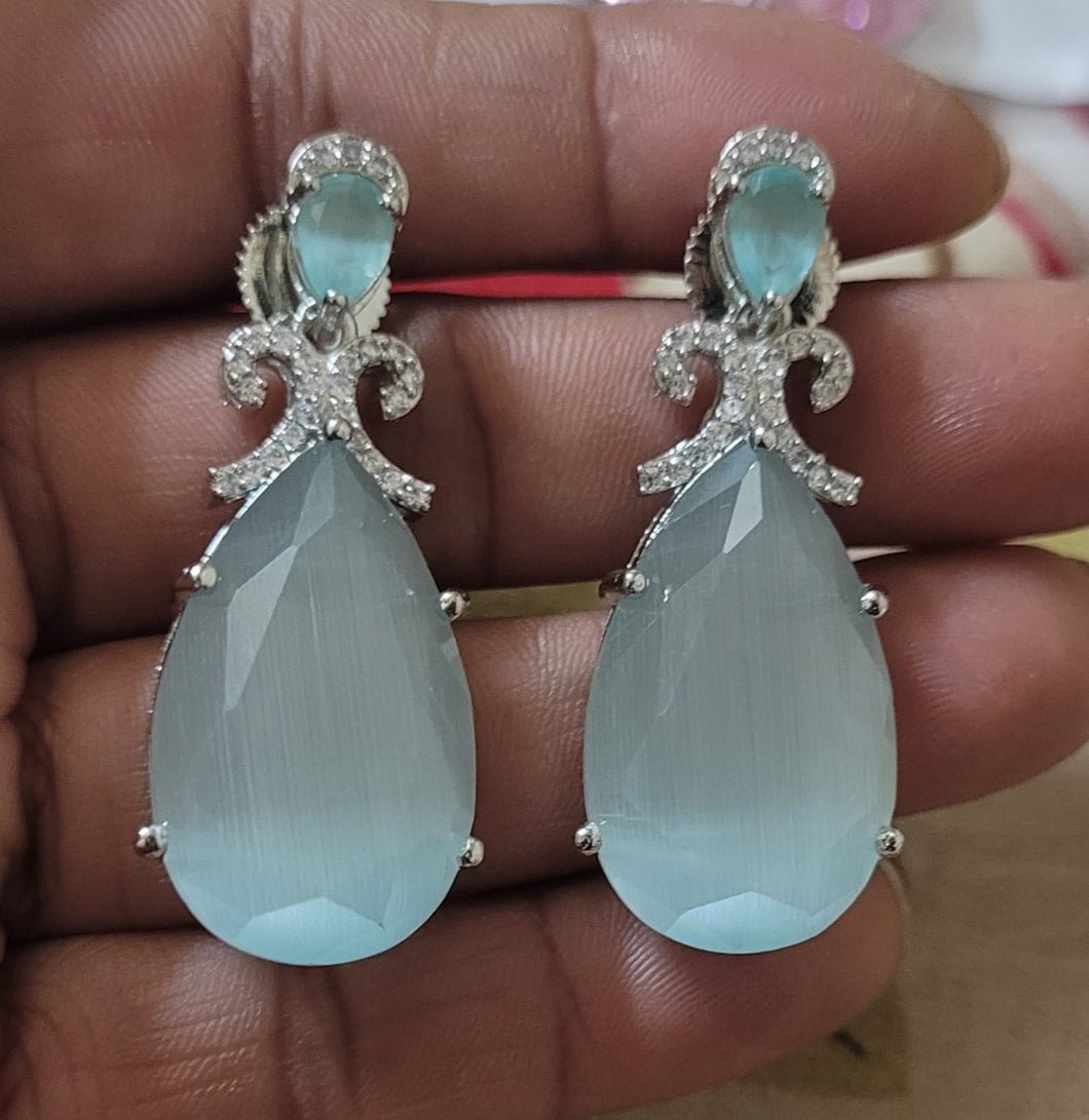 Aquamarine Stone diamond Danglers  Earrings