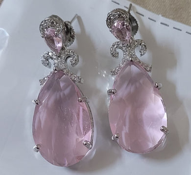 Esha Pink Stone diamond Danglers Earrings