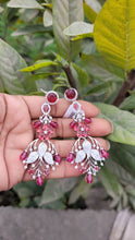 Load image into Gallery viewer, Jhanvi Ruby Red Stone diamond Danglers Earrings