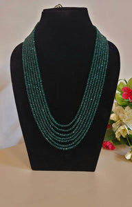 Natural Green Emerald precious Gemstone Layered Necklace