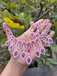 Pink Color Of American Diamond Necklace