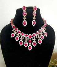 Load image into Gallery viewer, Ruby Red Cubic zirconia  Diamond Necklace set