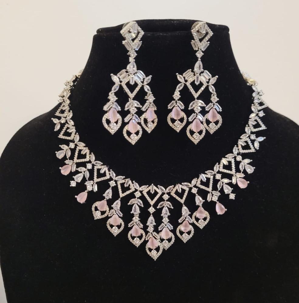 Mahi Pink diamond Necklace set