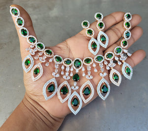Deepshikha Green zirconia  Diamond Necklace set