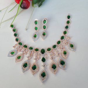 Kiaraa green Cubic zirconia  Diamond Necklace set