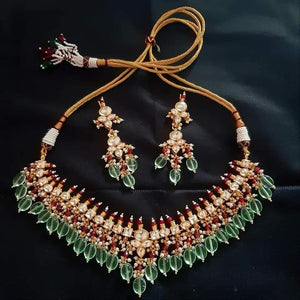 Divya Red Green Jadau Kundan Preorder Necklace Set