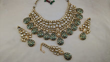 Load image into Gallery viewer, Gemzlane Green Bridal Necklace Set with Maangtikka