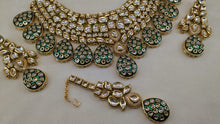 Load image into Gallery viewer, Gemzlane Green Bridal Necklace Set with Maangtikka