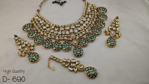 Gemzlane Green Bridal Necklace Set with Maangtikka