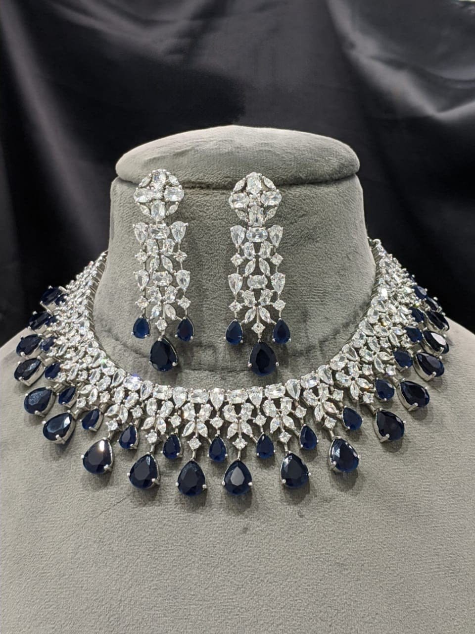 Priyanka silver plated cz diamond Necklace set