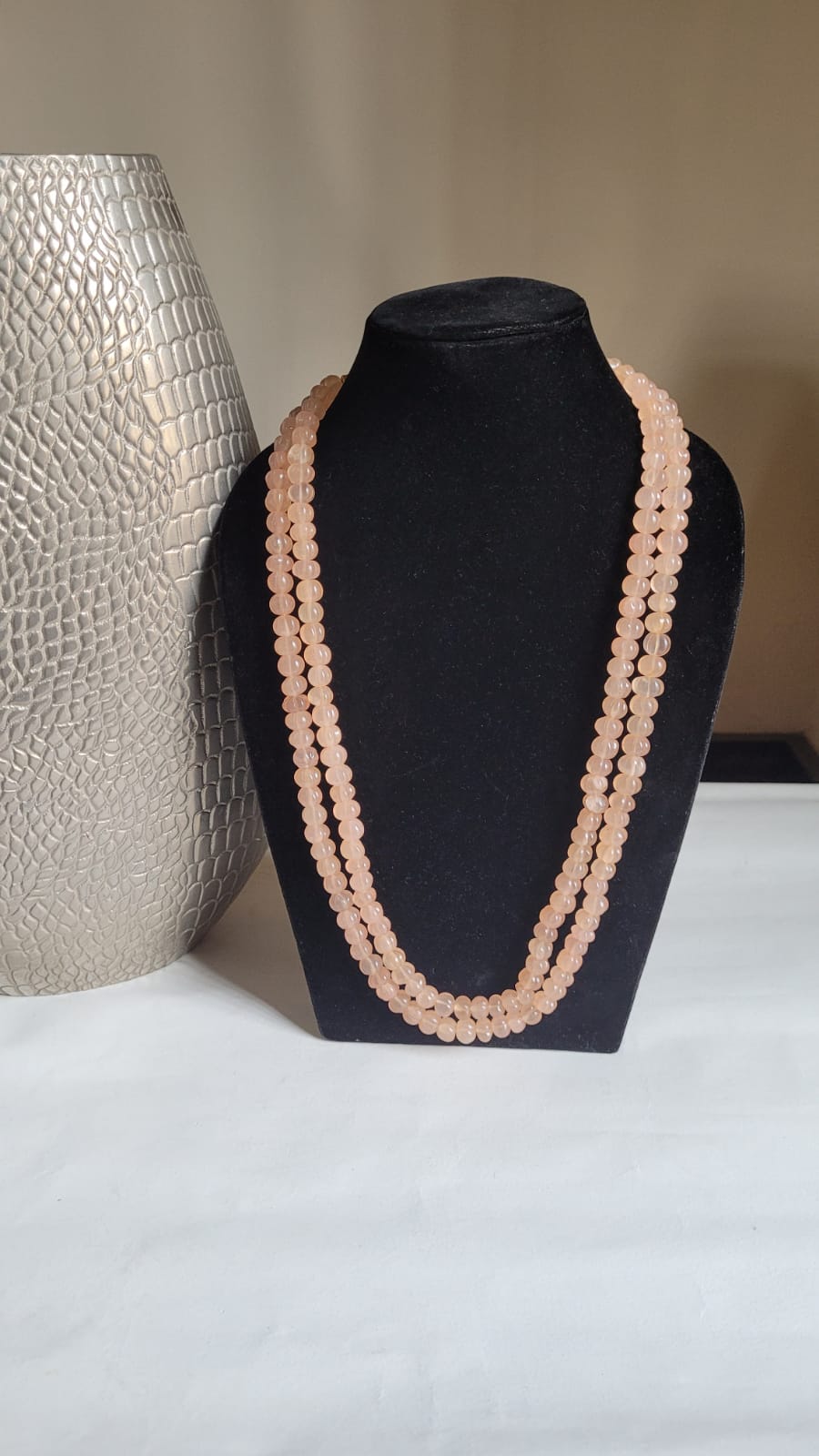 Peach Melon Gemstones Beaded Necklace