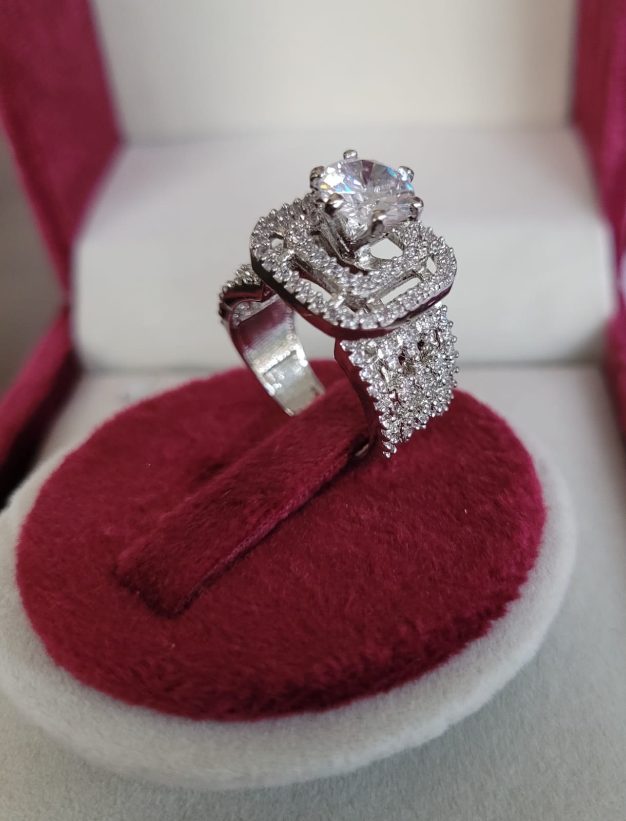 Gemzlane diamond cz Silver plated Adjustable Ring Gemzlane