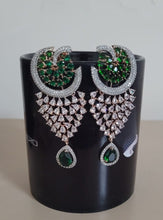 Load image into Gallery viewer, Selena Green Diamond Danglers Earrings