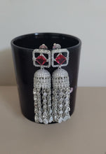 Load image into Gallery viewer, Ruby Stone Diamond Danglers Earrings