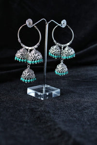 Gemzlane oxidised triple jhumki fashion earrings for women and girls - Earrings