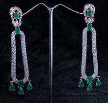 Load image into Gallery viewer, Gemzlane emerald stone fashion  danglers earrings for women and girls - Earrings