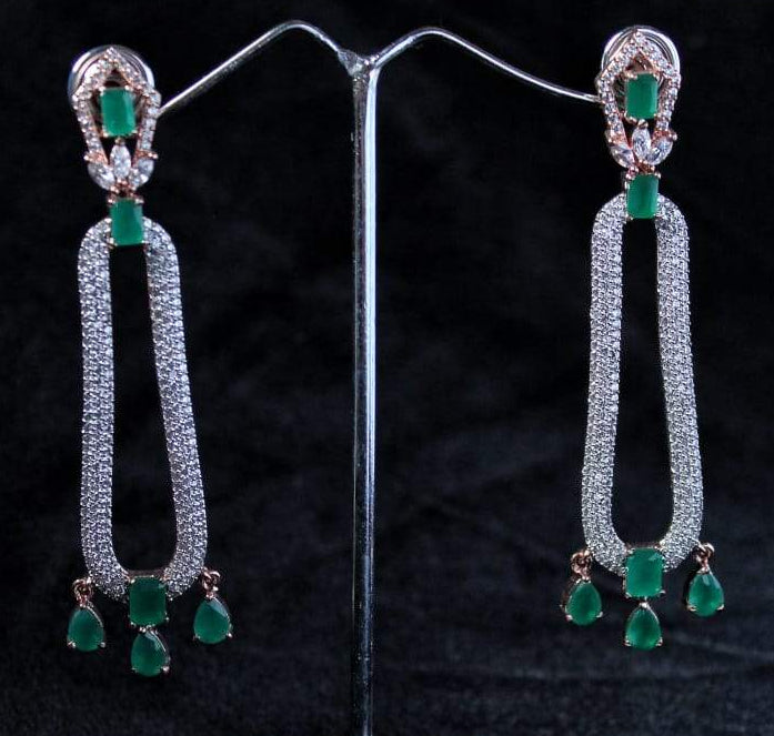 Gemzlane emerald stone fashion  danglers earrings for women and girls - Earrings