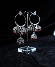 Load image into Gallery viewer, Gemzlane oxidised triple jhumki fashion earrings for women and girls - Earrings