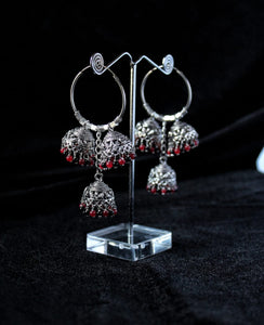 Gemzlane oxidised triple jhumki fashion earrings for women and girls - Earrings