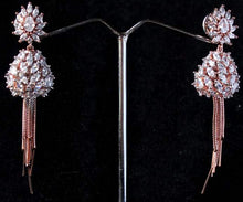 Load image into Gallery viewer, Gemzlane rose gold stone danglers fashion earrings for women and girls - Earrings
