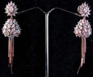 Gemzlane rose gold stone danglers fashion earrings for women and girls - Earrings