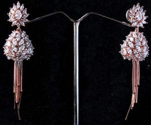 Gemzlane rose gold stone danglers fashion earrings for women and girls - Earrings