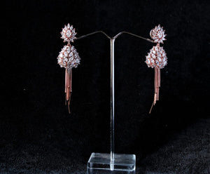 Gemzlane rose gold stone danglers fashion earrings for women and girls - Earrings