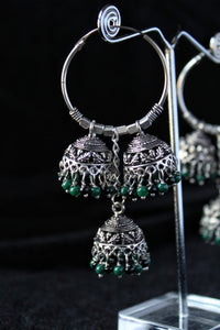 Gemzlane oxidized triple jhumki fashion earrings for women and girls - Earrings