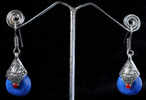 Gemzlane oxidized blue stone embellished earrings for women and girls - Earrings